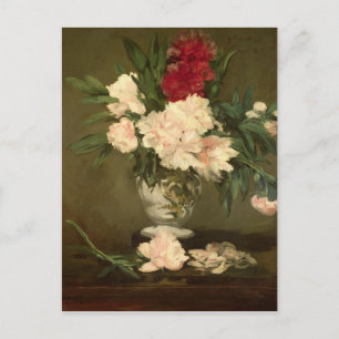 Manet Vase of Peonies on a Small Pedestal, 1864 Postcard