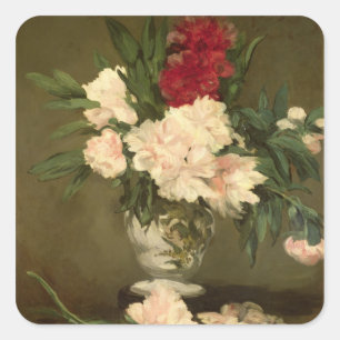 Manet Vase of Peonies on a Small Pedestal, 1864 Square Sticker