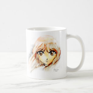 Manga Anime Girl sketch big eyes kawaii cute Coffee Mug