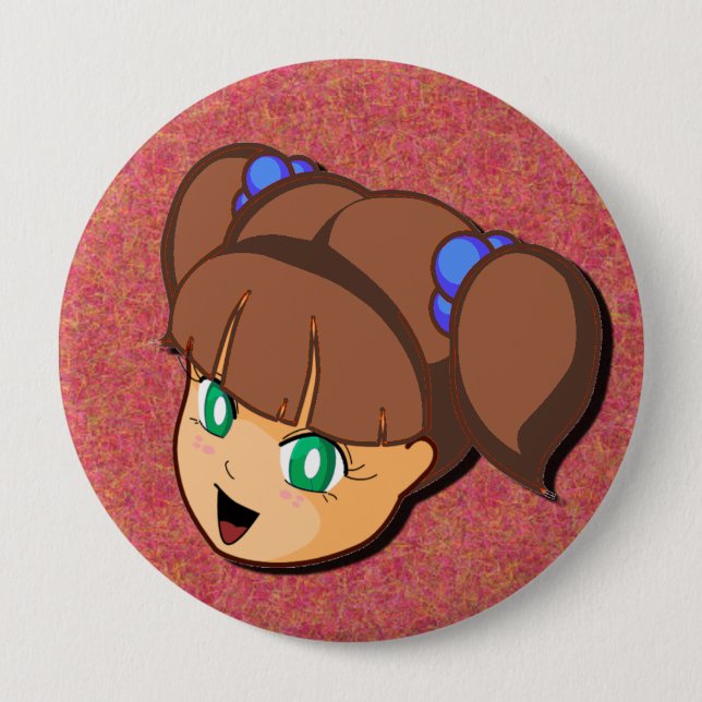 Manga Brown Girl Button (Front)