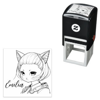 Manga Catgirl Self-inking Stamp