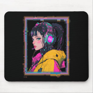 Manga Cyberpunk Gamer Girl Mouse Pad