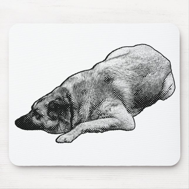 Manga Dot Dog Inspires Tranquil Desk Routine Mouse Pad (Front)