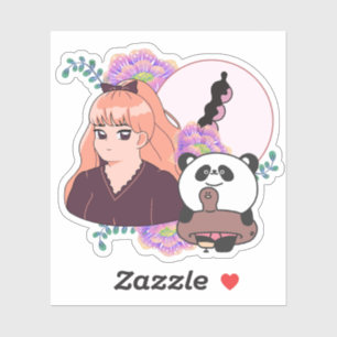 Manga Girl and Panda with Leg Prosthesis