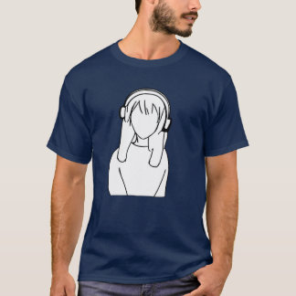 Manga girl headphones cartoon anime retro T-Shirt