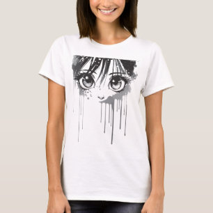 Manga Girl with Paint-Drenched Gaze T-Shirt