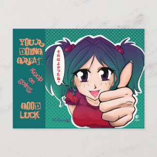 Manga girl with thumb up - card