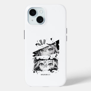 Manga Is My Life Anime Eyes Glitch Art iPhone 15 Case