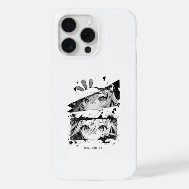 Manga Is My Life Anime Eyes Glitch Art iPhone Case (Back)