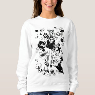 manga kawaii black and white sweatshirt
