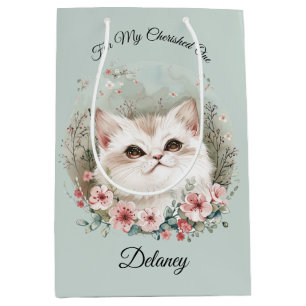 Manga Kitten & Sakura Flowers Cat Lovers Gift Bag