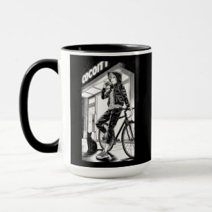 Manga Monochrome Illustration - Cyberpunk Girl Mug