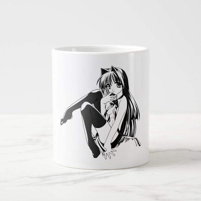 Manga, Neko Catgirl Furry Kawaii Loli  Large Coffee Mug (Front)