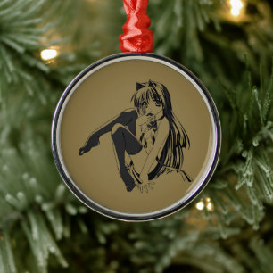 Manga, Neko Catgirl Furry Kawaii Loli  Metal Ornament