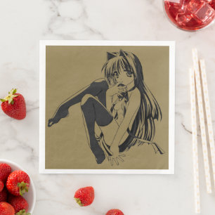 Manga, Neko Catgirl Furry Kawaii Loli Napkin