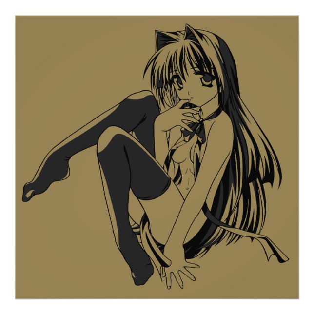 Manga, Neko Catgirl Furry Kawaii Loli  Photo Print (Front)