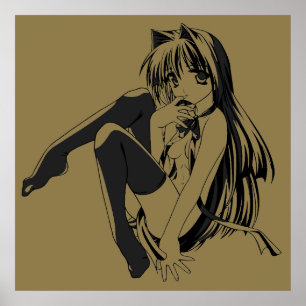 Manga, Neko Catgirl Furry Kawaii Loli  Poster