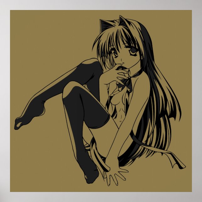 Manga, Neko Catgirl Furry Kawaii Loli  Poster (Front)