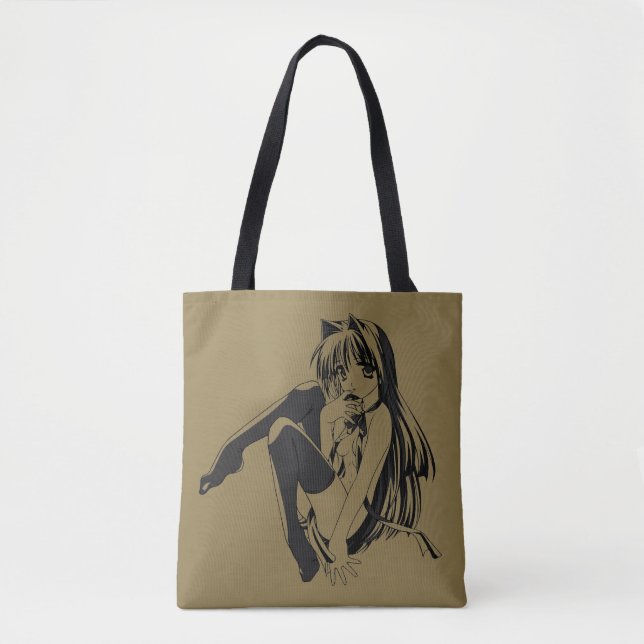 Manga, Neko Catgirl Furry Kawaii Loli  Tote Bag (Front)