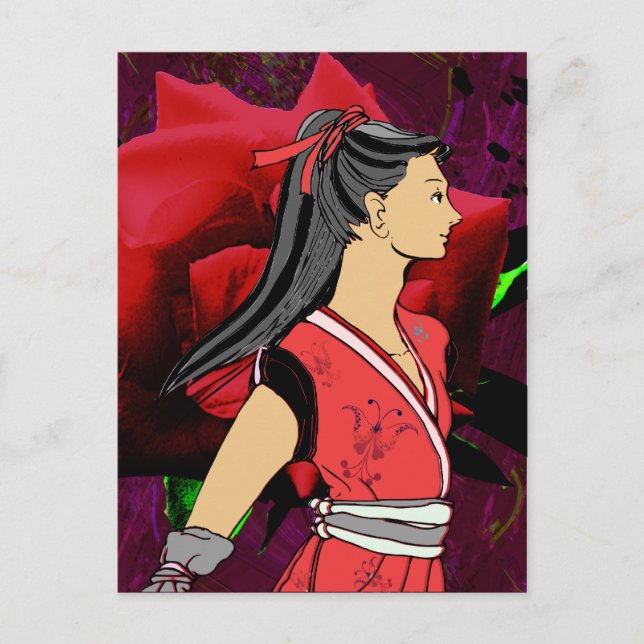 MANGA NINJA girl Postcard (Front)