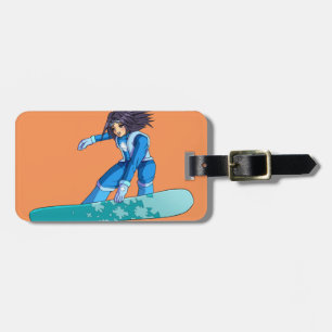 Manga Snowboarder Girl Luggage Tag