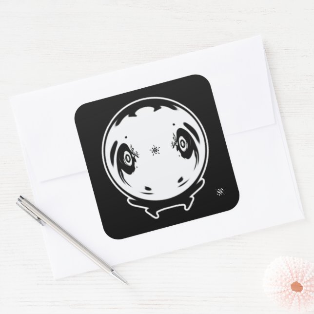 Manga Weird Kid Thing Strange Cartoon Character Square Sticker (Envelope)