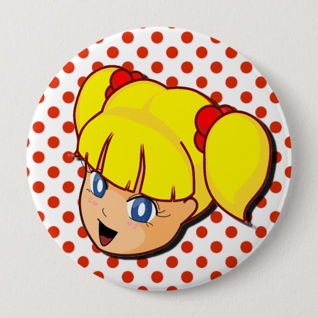 Manga Yellow Girl Button (Front)