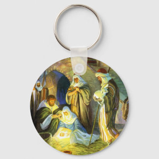 Manger Jesus Keychain Christmas
