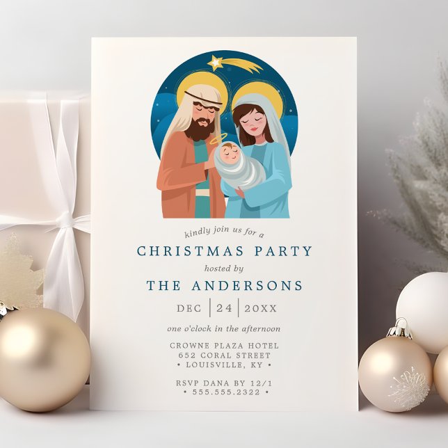 Manger Nativity Christian Christmas Party Invitation (Creator Uploaded)