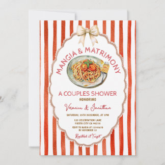 Mangia and Matrimony Italian Pasta Couples Shower Invitation