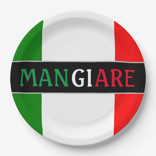 Mangiare Eat in Italian Dinner Paper Plate (Front)