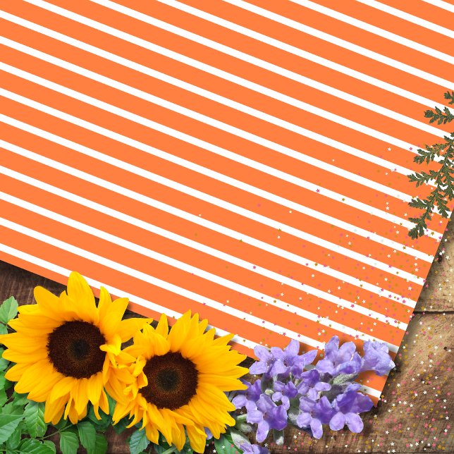 Mango and White Horizontal Striped Wrapping Paper (Creator Uploaded)