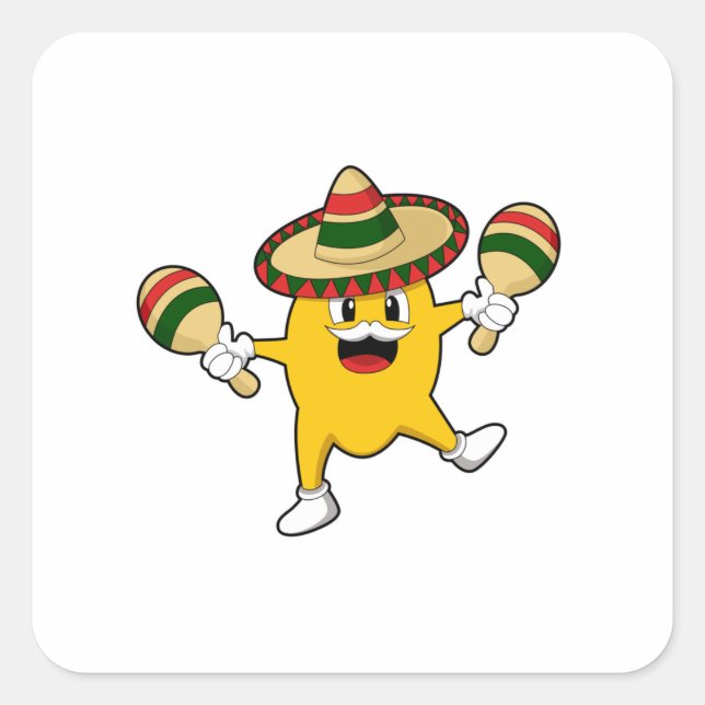 Mango as Musician with Maraca Square Sticker (Front)