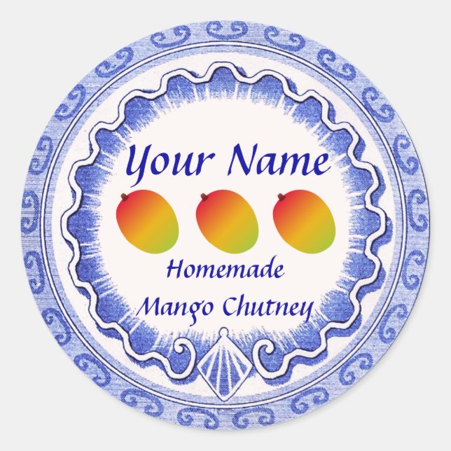 Mango Chutney Personalise Classic Round Sticker (Front)