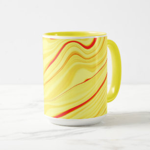 Mango cream, with curved red or coral stroke mug