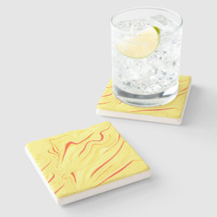 Mango cream, with curved red or coral stroke stone coaster