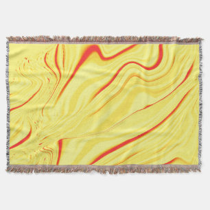 Mango cream with red or coral curved stroke throw blanket
