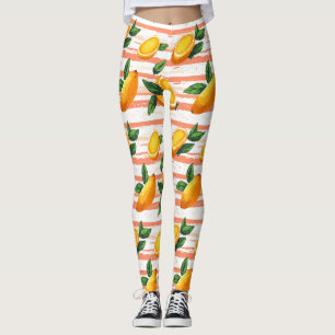 Mango Fruit Pattern with Green Leaves Leggings