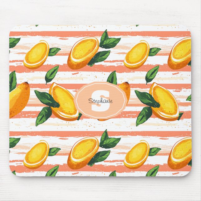 Mango Fruit Pattern with Green Leaves Mouse Pad (Front)