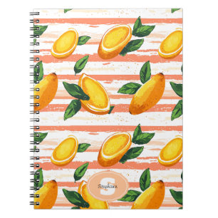 Mango Fruit Pattern with Green Leaves Notebook