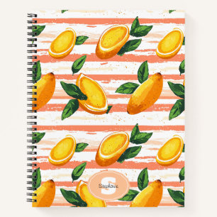 Mango Fruit Pattern with Green Leaves Notebook