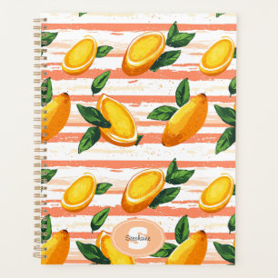 Mango Fruit Pattern with Green Leaves Planner
