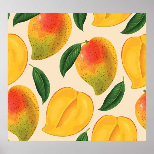 Mango Fruit Seamless Pattern Poster (Front)