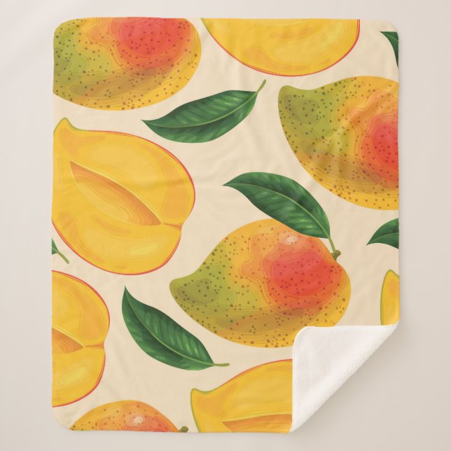 Mango Fruit Seamless Pattern Sherpa Blanket (Front)