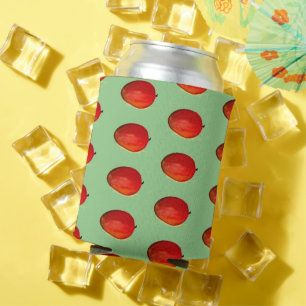 Mango fruit watercolor green Food Tropical Pattern Can Cooler