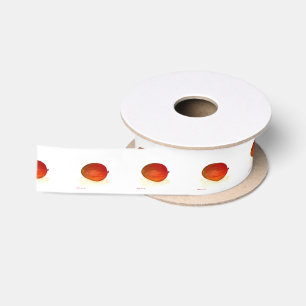 Mango fruit watercolor tropical pattern Exotic Satin Ribbon