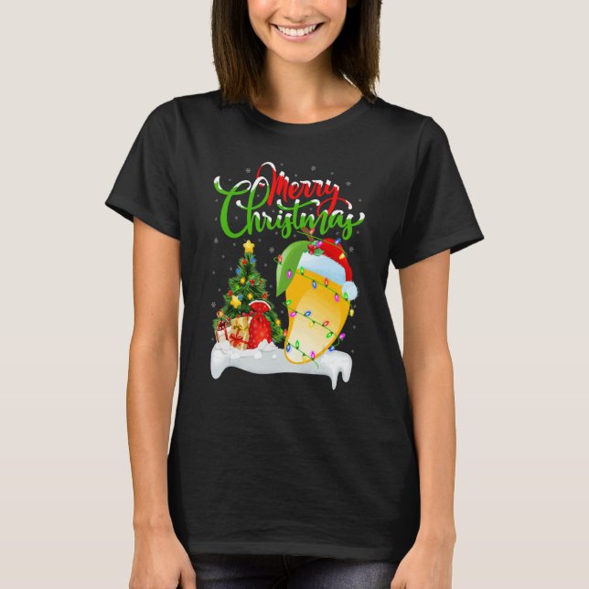 Mango Fruit   Xmas Decorations Santa Mango Christm T-Shirt (Front)