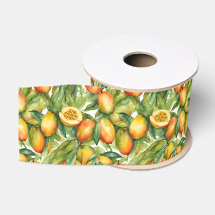 Mango Fruits and Leaves Grosgrain Ribbon