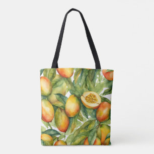 Mango Fruits and Leaves Tote Bag