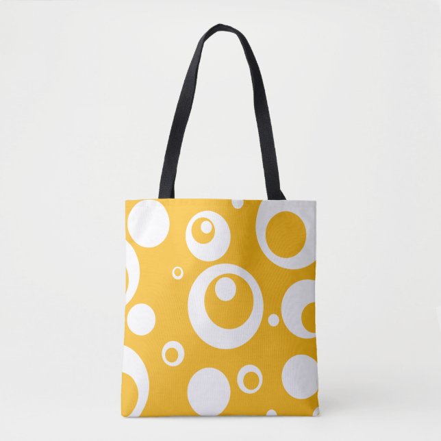 Mango Golden Yellow Bubble Dot Circle Bag Tote (Front)